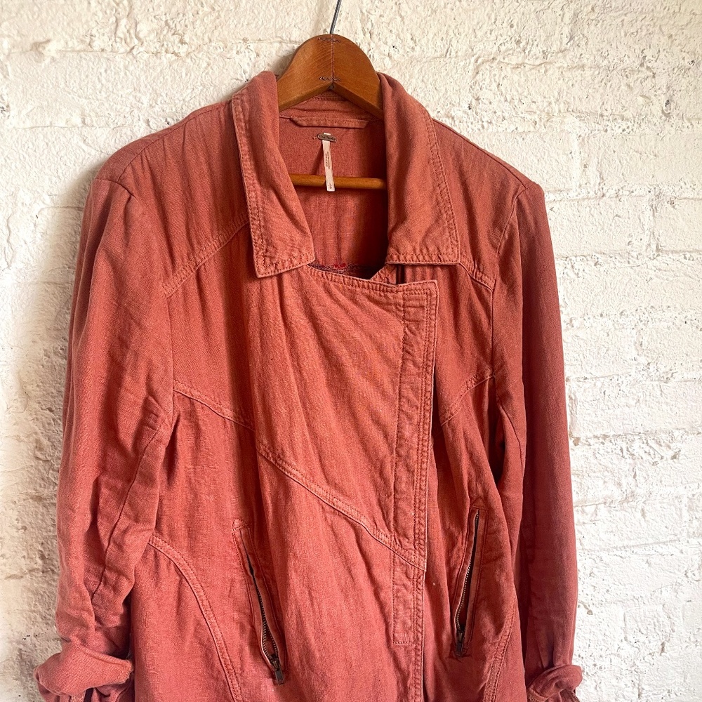 Free People Coral Linen Moto